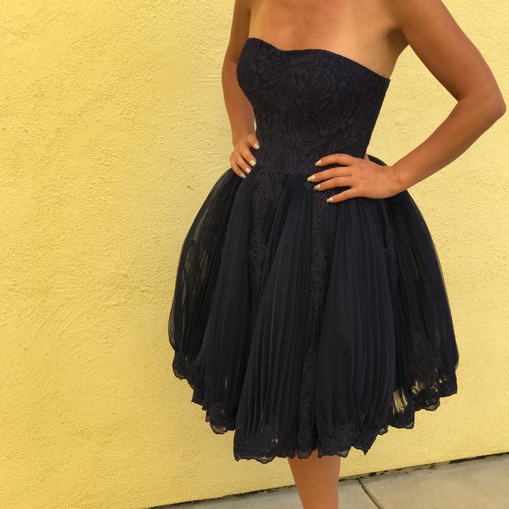 Stunning Navy Ted Baker Brocade Party Dress
